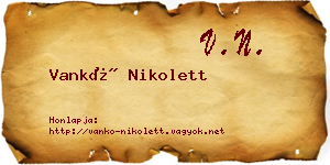 Vankó Nikolett névjegykártya